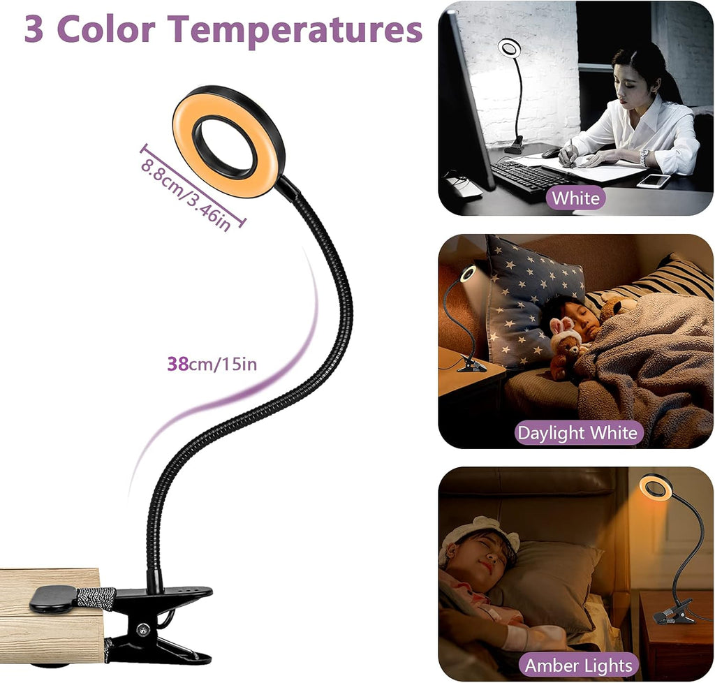 Desk Lamp with Clamp, Clip Lamp for Video Conference Lighting, Desk