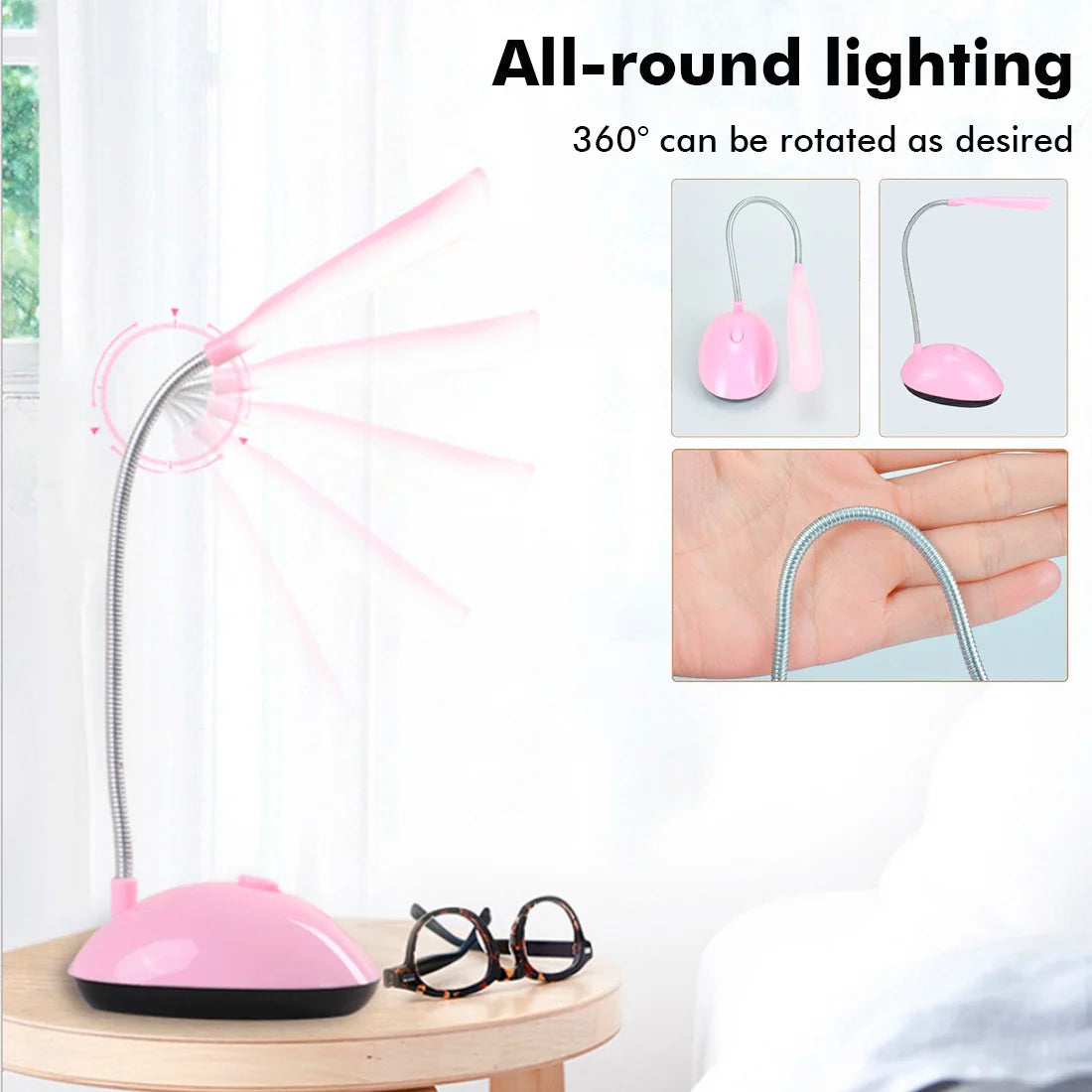 Battery Operated Reading Night Lamp Flexible Table Light Foldable De