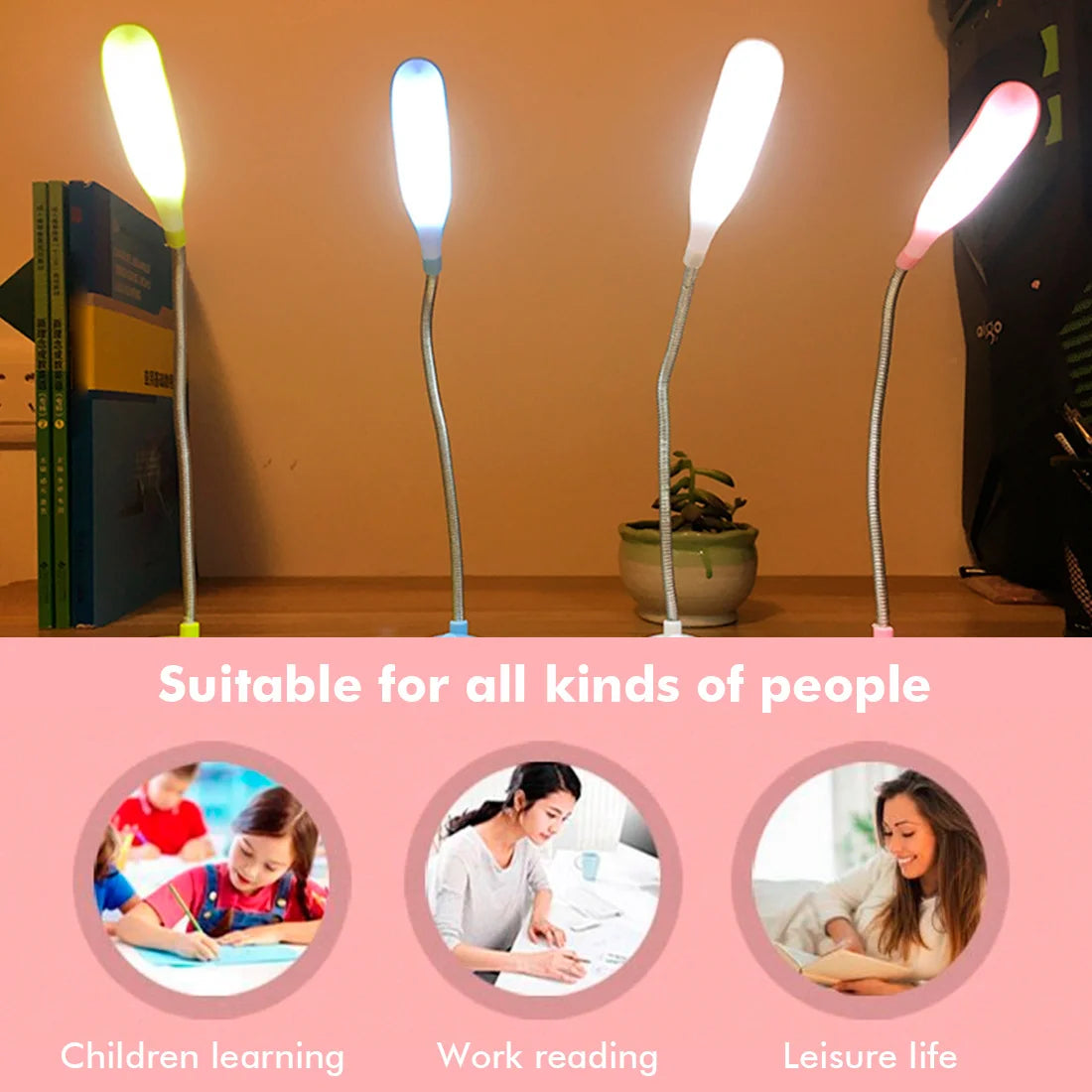 Battery Operated Reading Night Lamp Flexible Table Light Foldable De