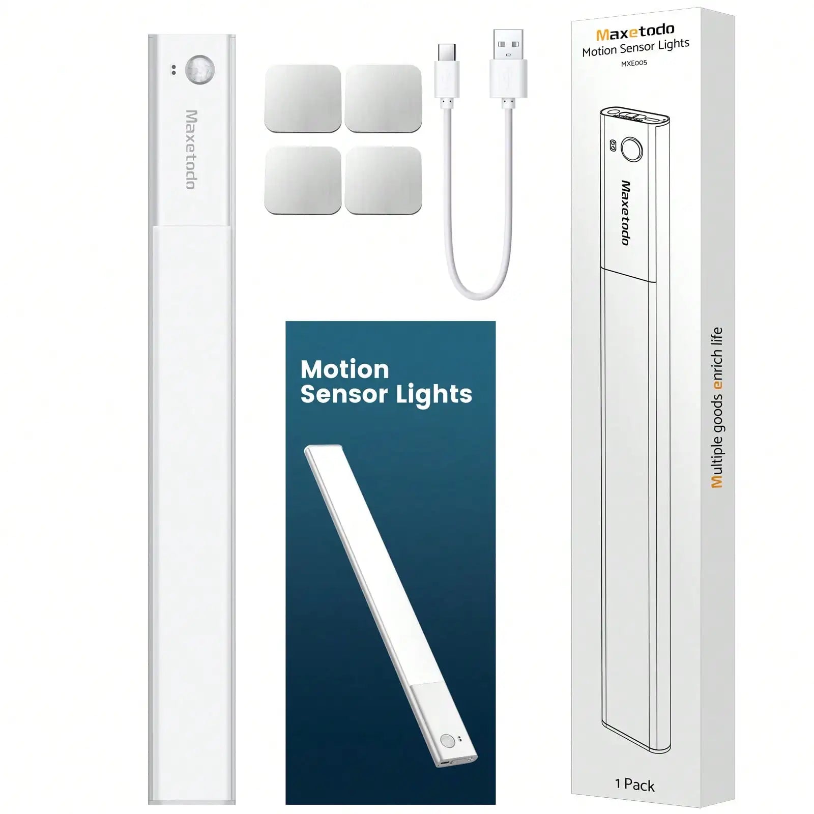 Under Cabinet Lights 64 LED Sensor Magnetic 3000mAh Rechargeable 3 C