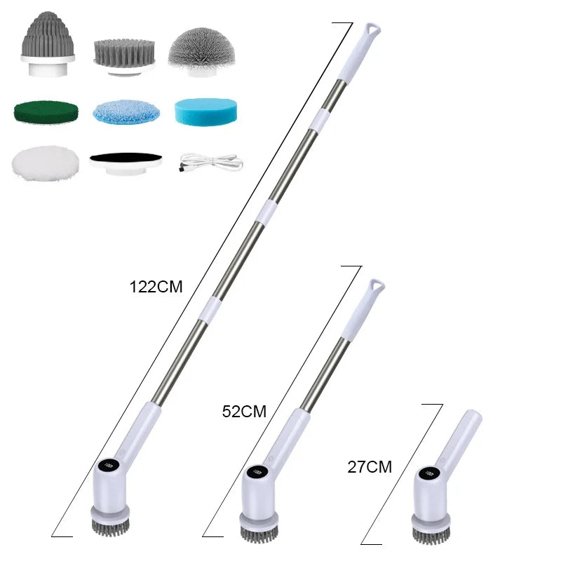 Cordless Spin Scrubber Set with Adjustable Handle, Dual Speed, USB R