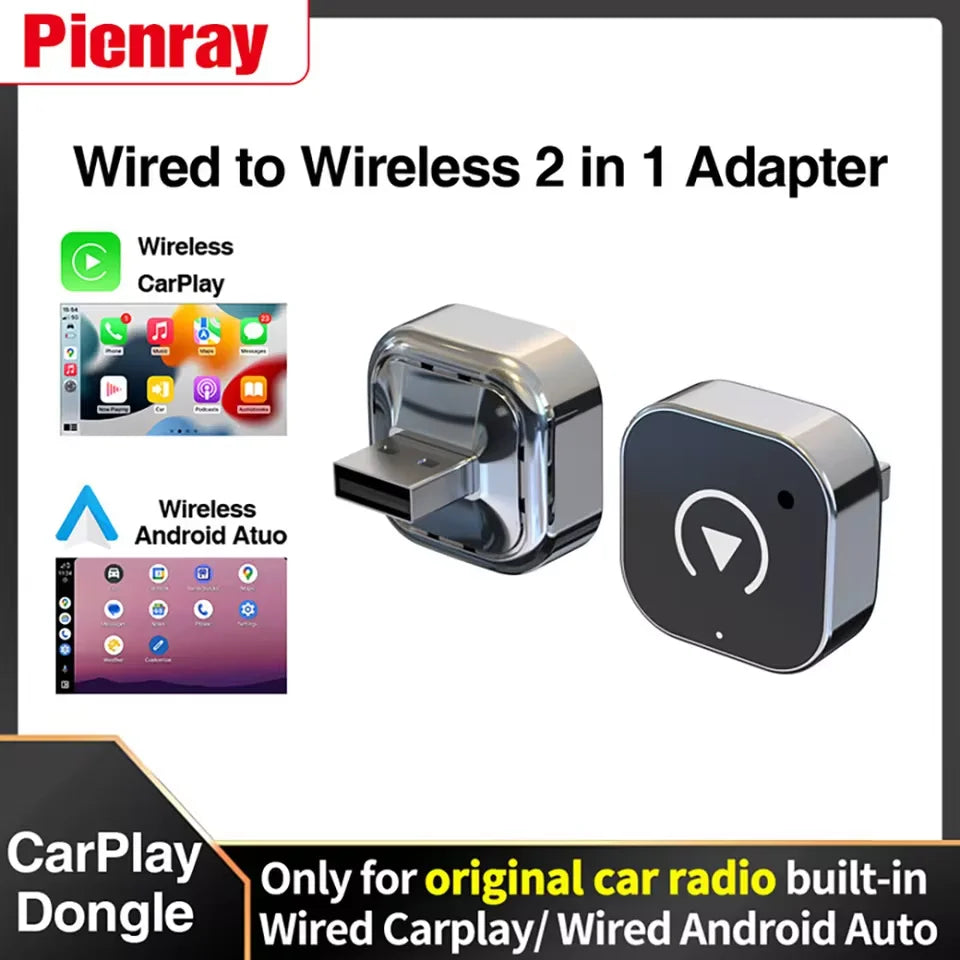 2in1 Wireless CarPlay Android Auto Adapter Smart USB Dongle WiFI BT