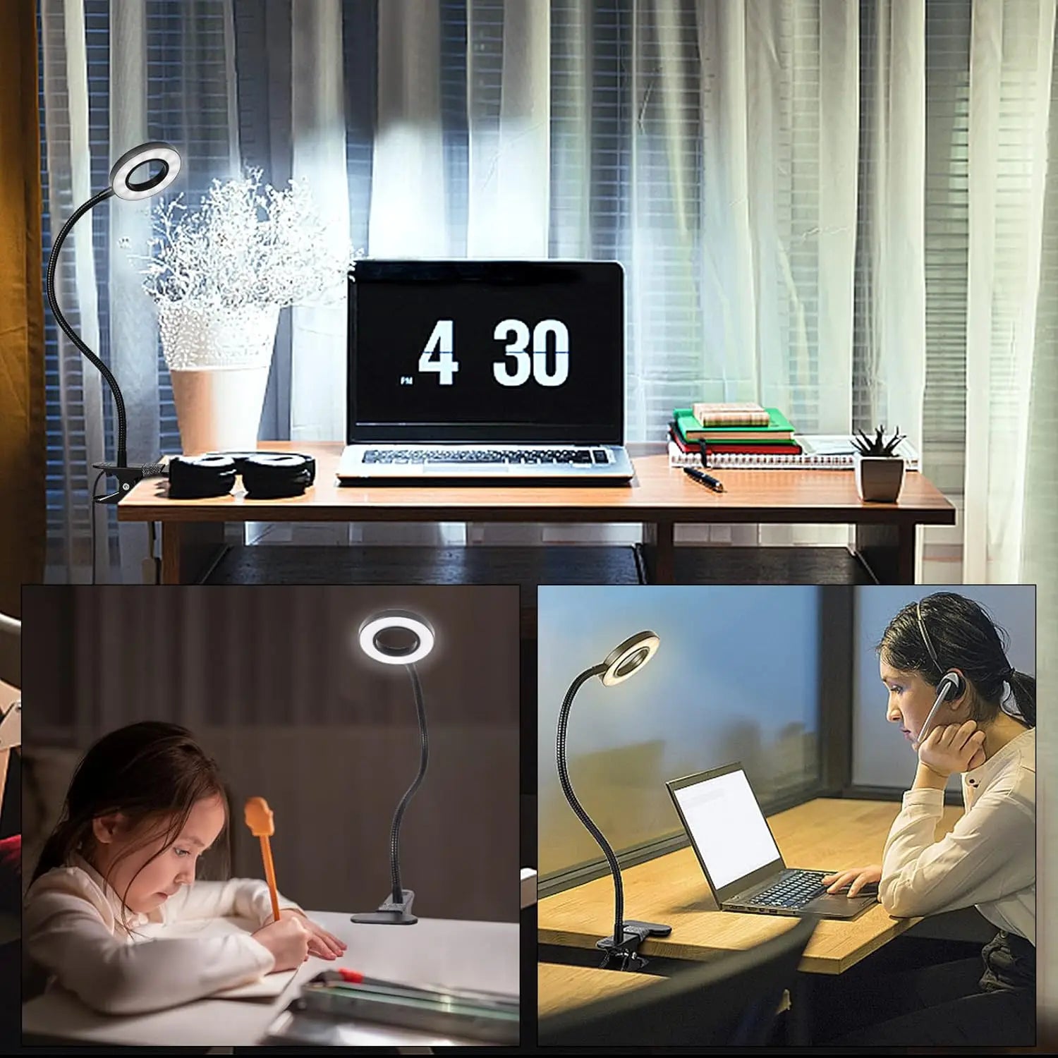 Desk Lamp with Clamp, Clip Lamp for Video Conference Lighting, Desk