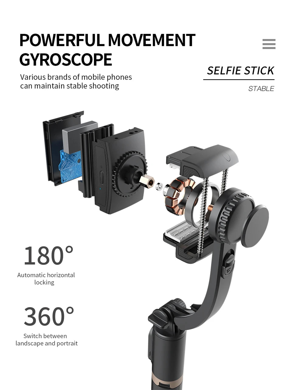 FGCLSY 2024 New Gimbal Stabilizer Selfie Stick Wireless Foldable Tri