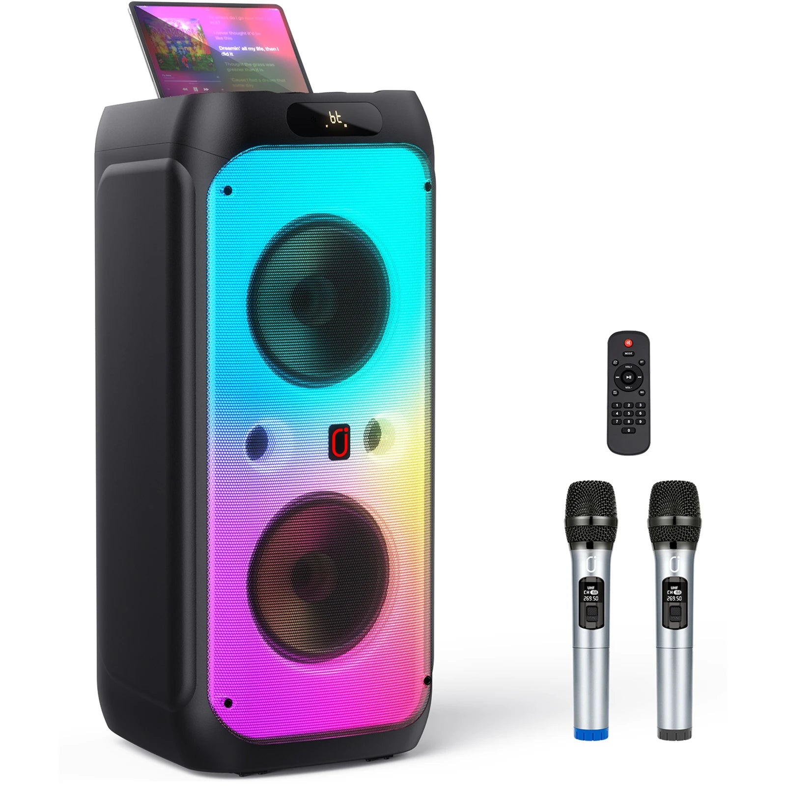 FanFun 500W Large Bluetooth Speaker, Wireless Speaker with LED Party