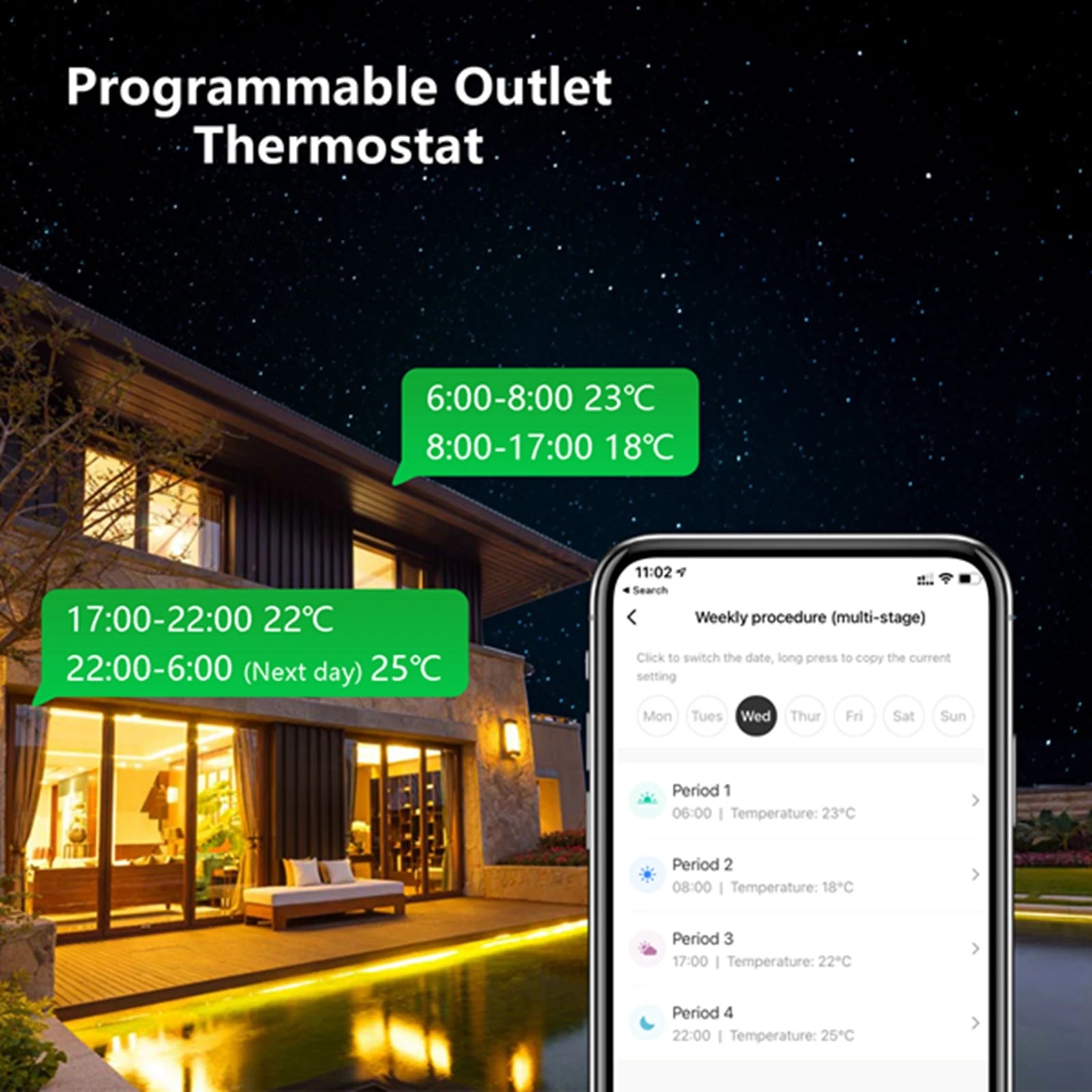 Smart Thermostat Socket 10A Programmable Timed Mini Wifi Temperature