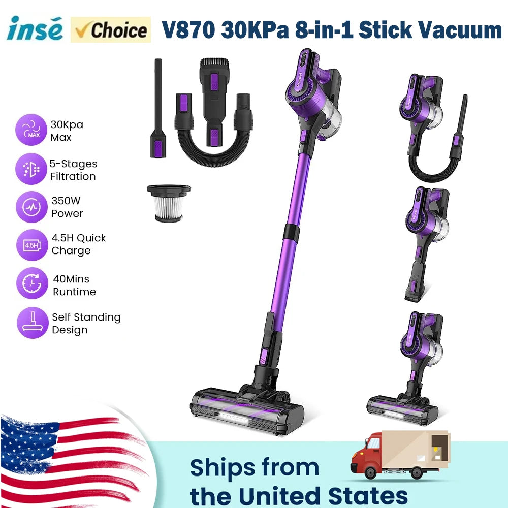 Poweart V870 Cordless Vacuum Cleaner 30KPa 8 – in – 1 Stick Vacuum U