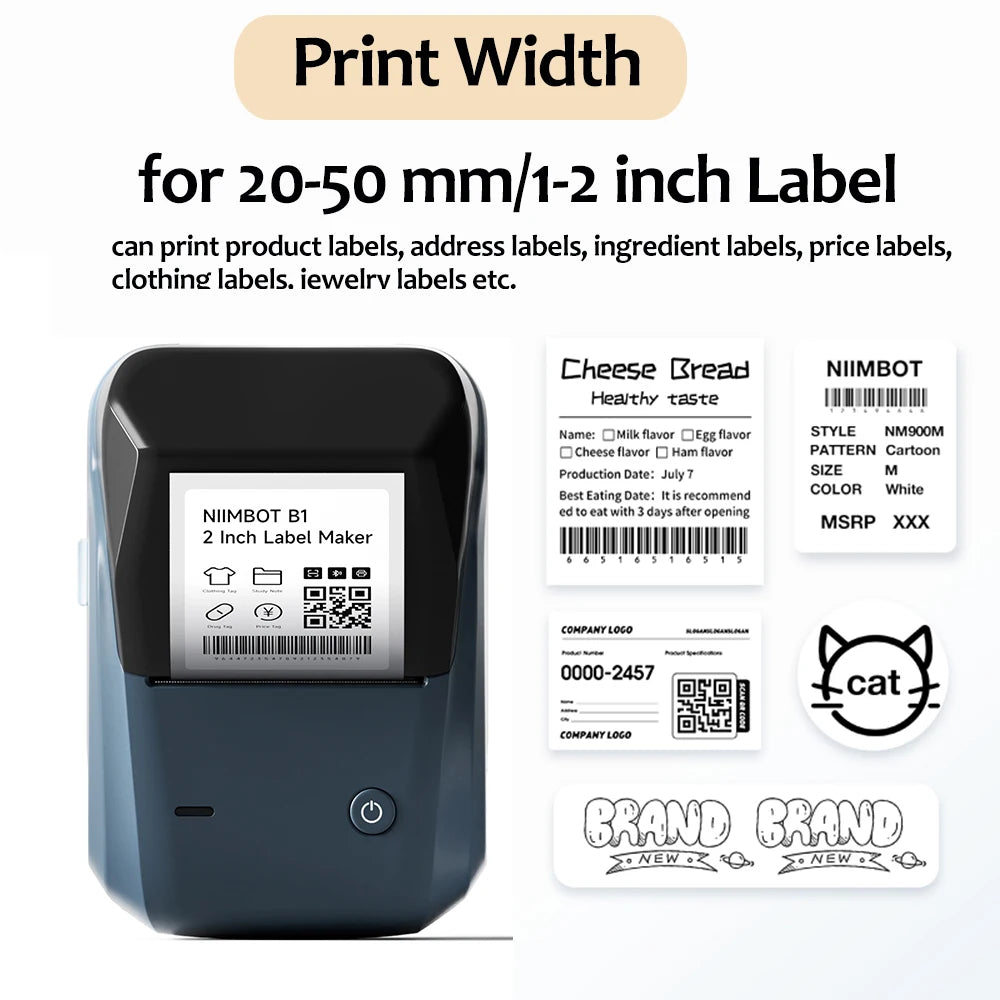 Niimbot B1 Label Maker Bluetooth Portable 2 Inch Thermal Label Print