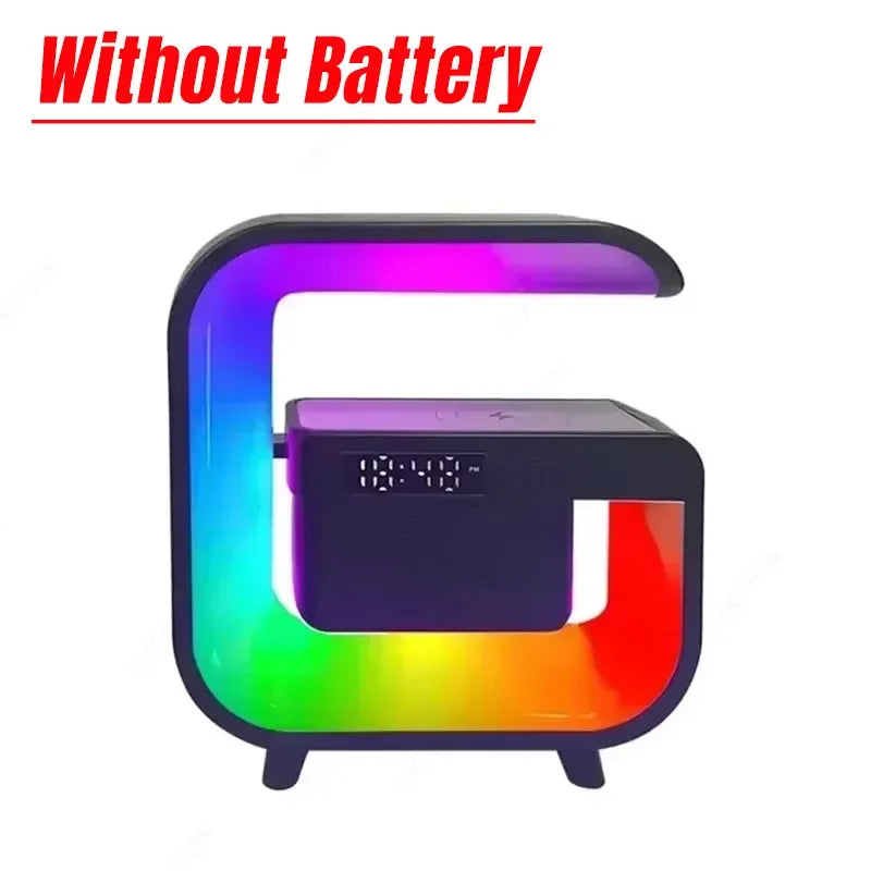 Wireless Charger Station Desk Lamp Night Light Alarm Clock Bluetooth