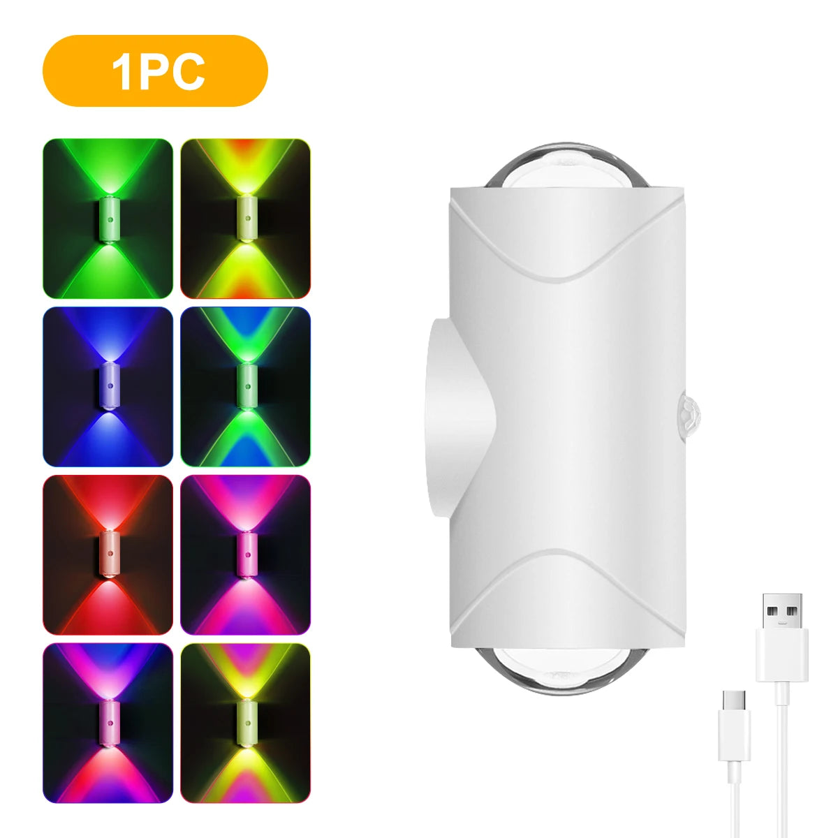 LED Motion Sensor Wall Sconce Lights, 3 Modes, 8 Lighting Colors, US