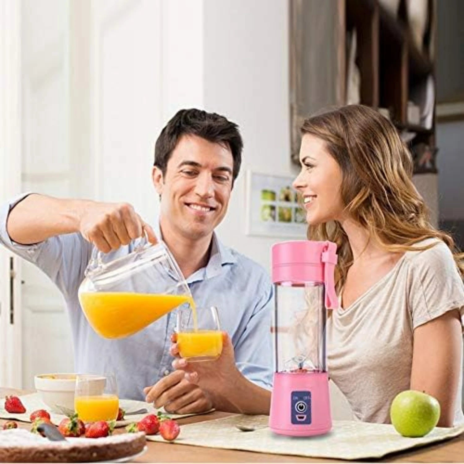 Green Portable USB Rechargeable Personal Blender for Fruit Juice, Sh