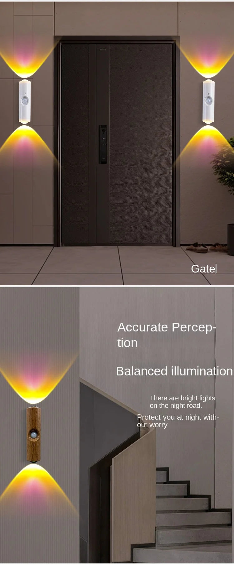 3/7Colors Magnetic Mount Color Changing Night Light with Human Body