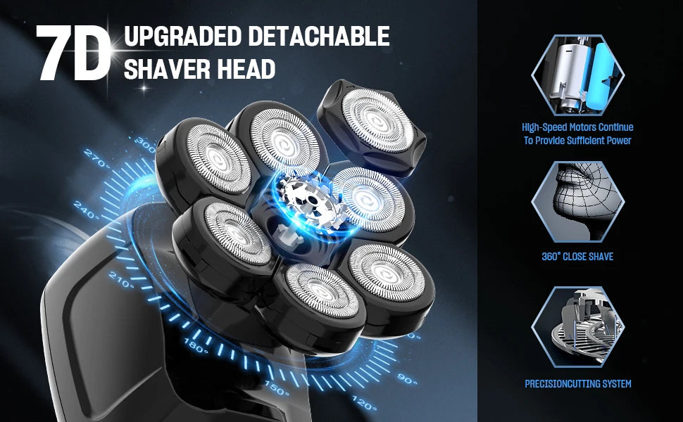 Sejoy Electric Head Shaver for Bald Men 7D Magnetic Razor Hair Trimm