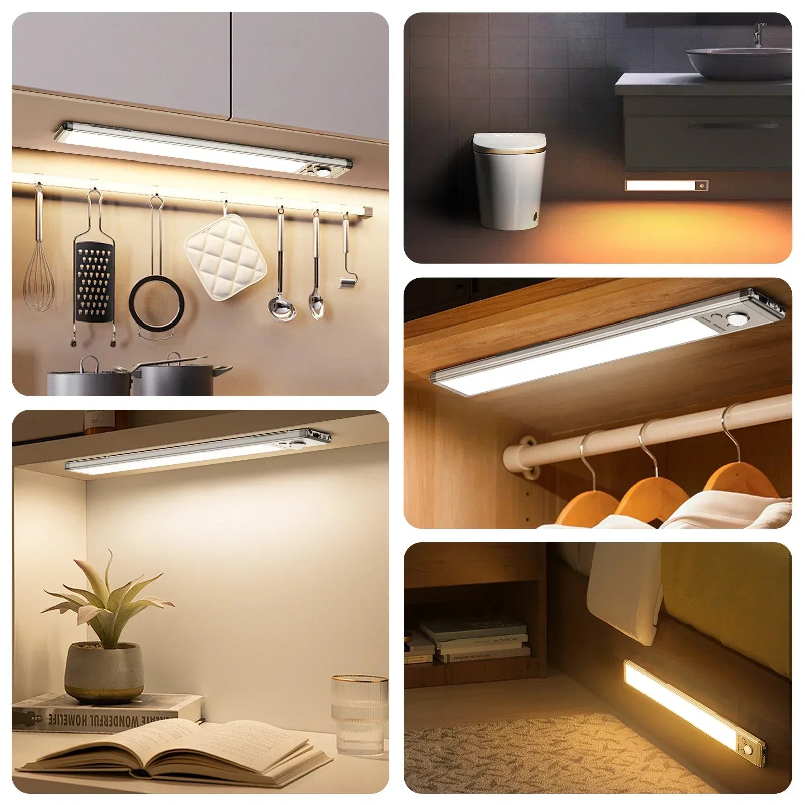 2 – Piece Magnetic Cabinet Light Set, 76 LED Rechargeable Batteries,