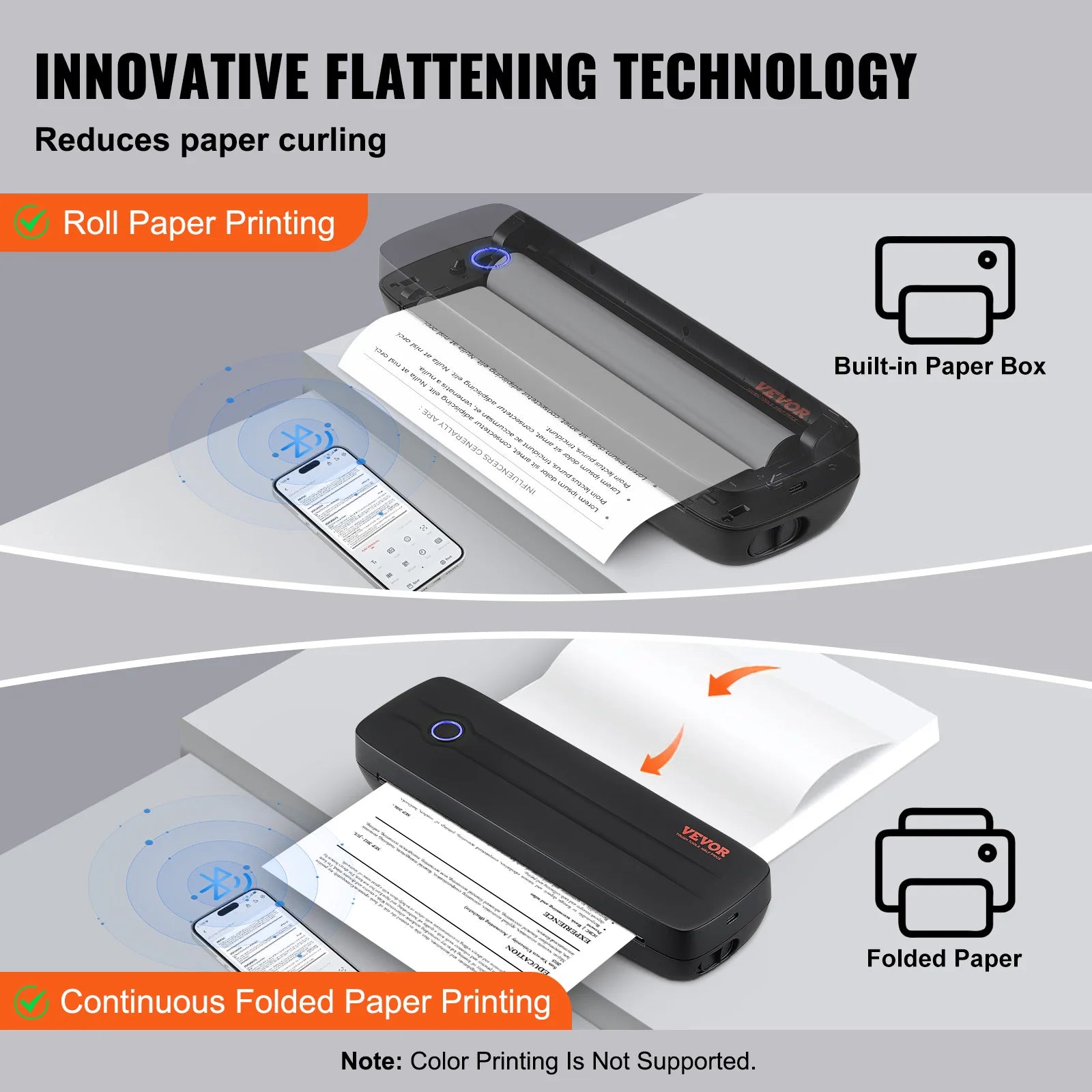 Portable Bluetooth Inkless Mobile Thermal Printer for A4 A5