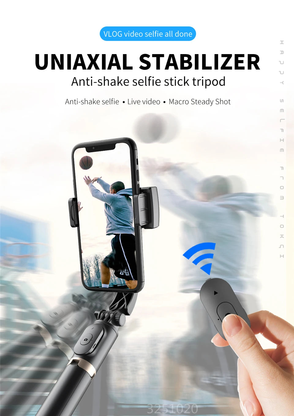 FGCLSY 2024 New Gimbal Stabilizer Selfie Stick Wireless Foldable Tri