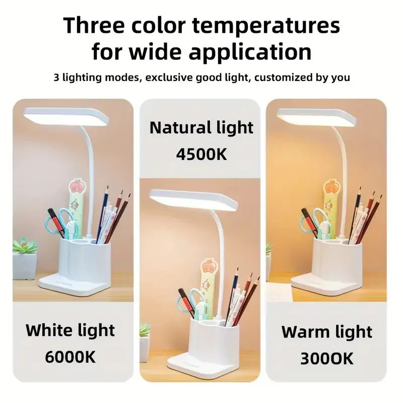 Adjustable LED Desktop Light with Touch, Eye Protection, 3 Color Tem