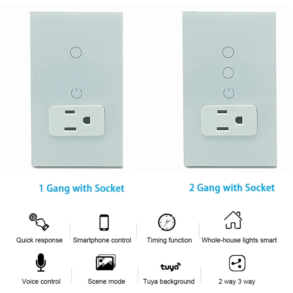 Melery Mexico Plug Wifi Smart Tuya Light Switch Intelligent Wall Soc