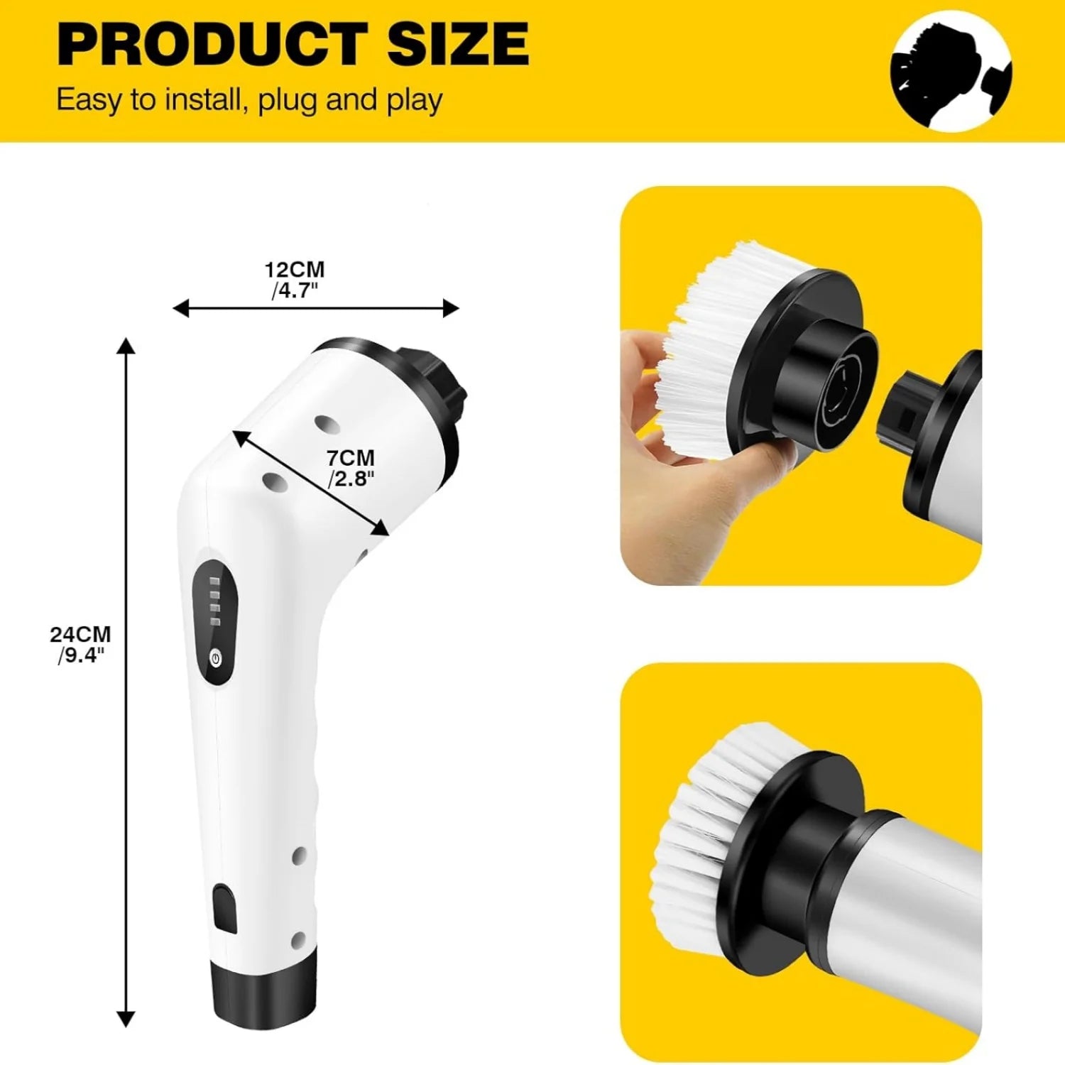 BRIEFNESS Electric Cleaning Brush Spin Scrubber 3 in 1 Cordless Clea