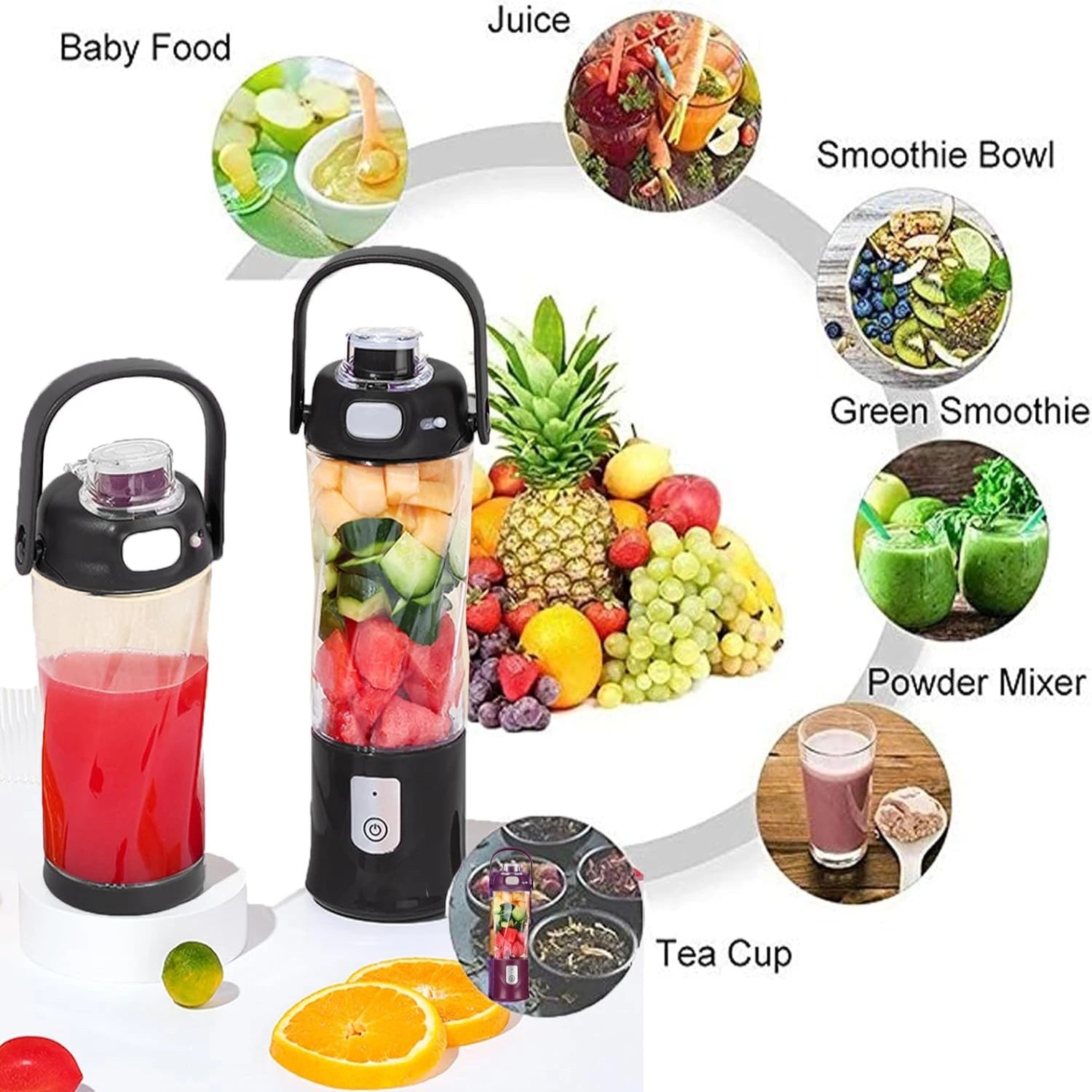 Compact and Convenient White Portable Mini USB Blender with Ultra Si
