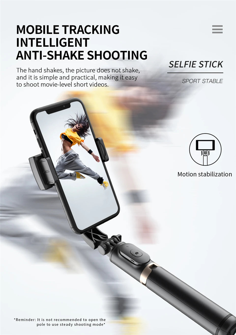 FGCLSY 2024 New Gimbal Stabilizer Selfie Stick Wireless Foldable Tri