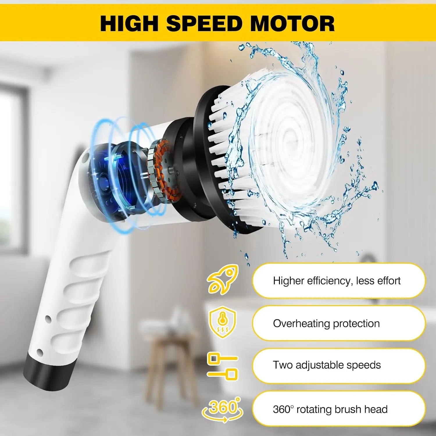 BRIEFNESS Electric Cleaning Brush Spin Scrubber 3 in 1 Cordless Clea