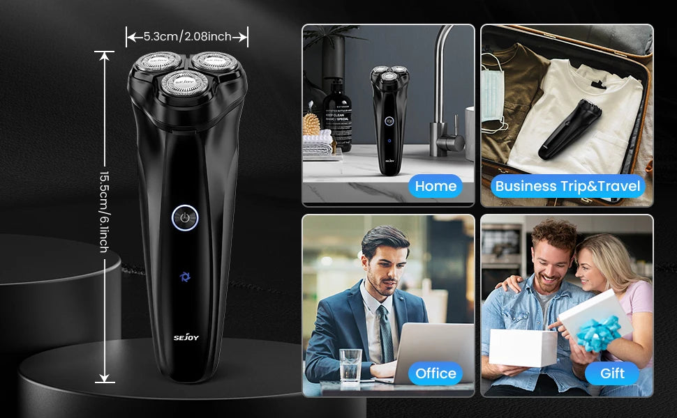 Sejoy Electric Razor Beard Shavers for Men 3D Cordless Rechargeable