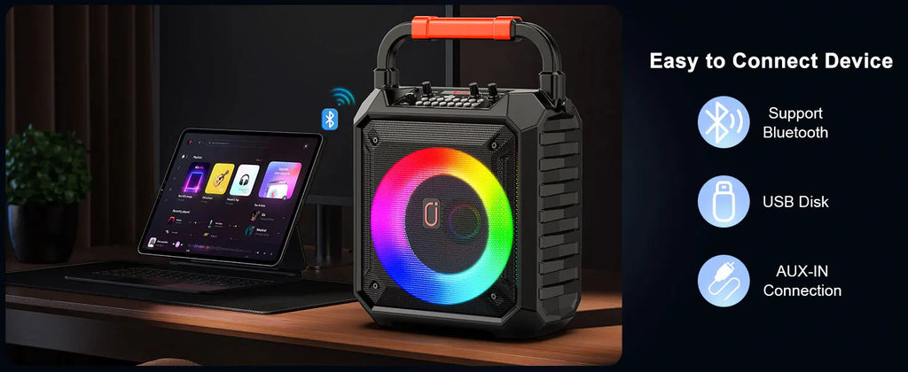 T17 – T Wireless Bluetooth Speaker, Karaoke Machine with 2 Microphon