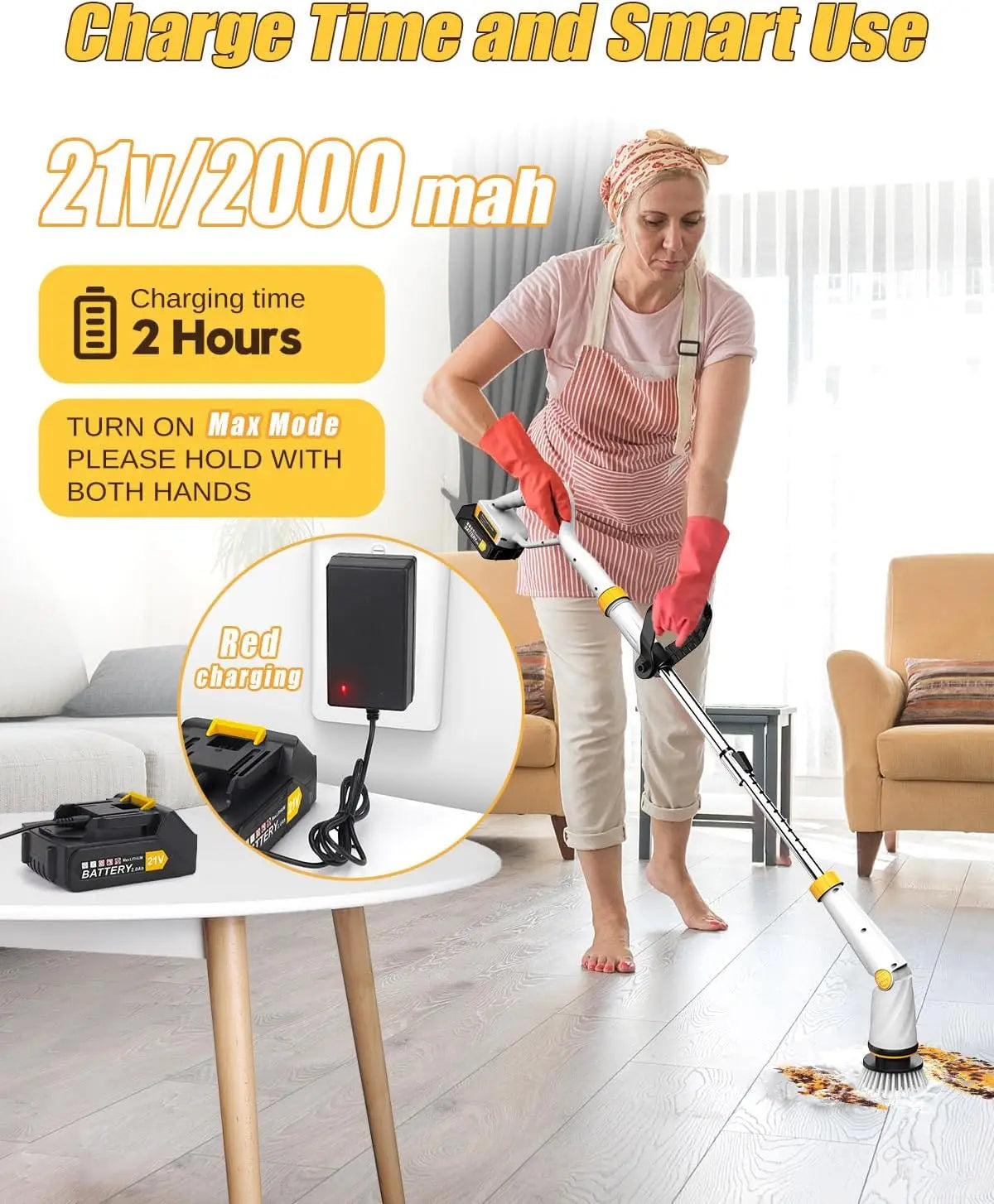 Spin Scrubber with Two Batteries Q2 Pro,1500 RPM High Power Electric