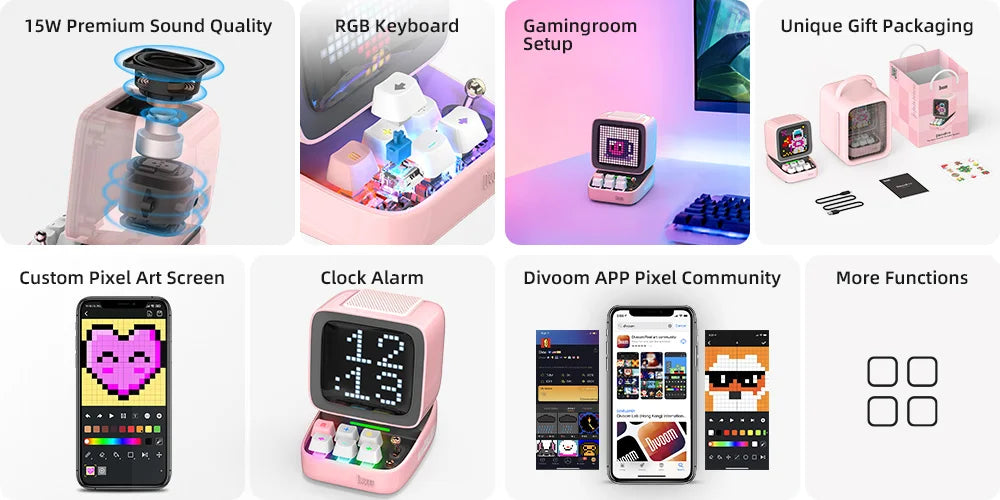 Divoom Ditoo – Pro Retro Pixel Art Bluetooth Portable Speaker Alarm
