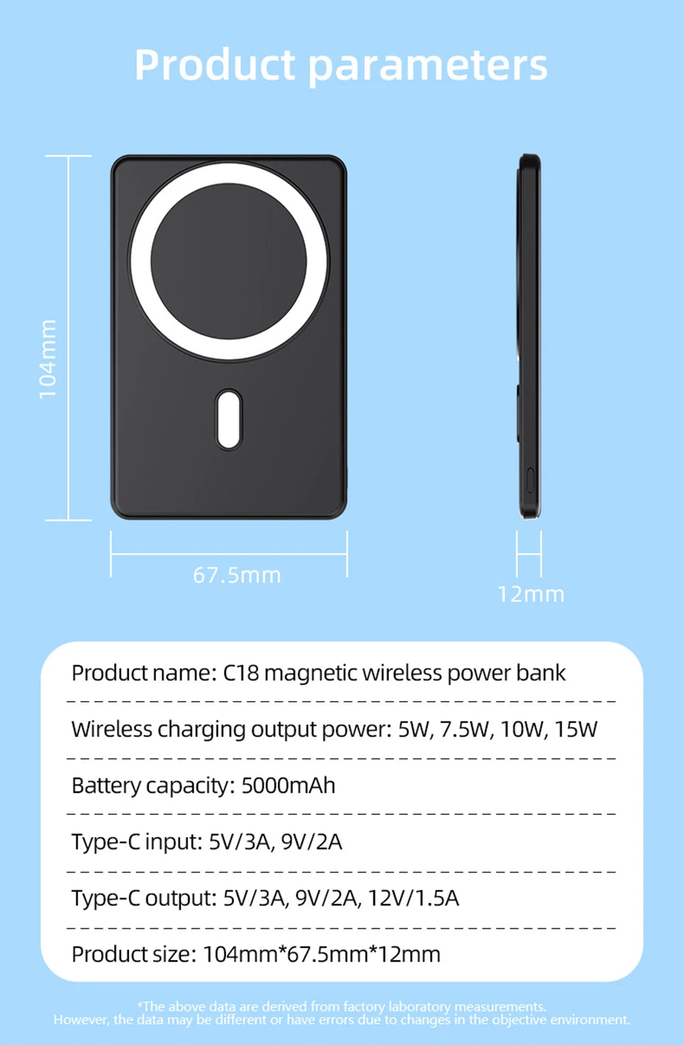 Magnetic Wireless Power Bank for Magsafe for IPhone 16 15 14 13 12 P