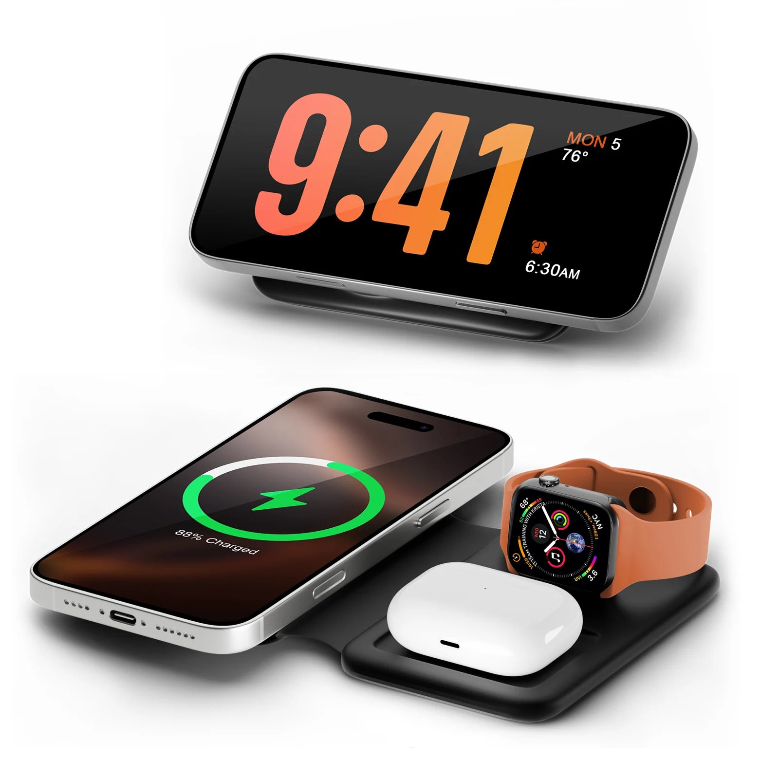 3 in 1 Wireless Charger Station Magnetic Foldable 15W for Apple Devi
