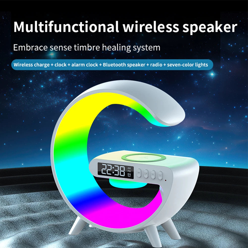 Wireless Speaker Charger Night Light with Alarm Clock Charging Funct