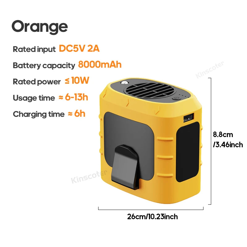 8000mAh Outdoor Waist Fan Portable Multifunctional Camping Fan Blade