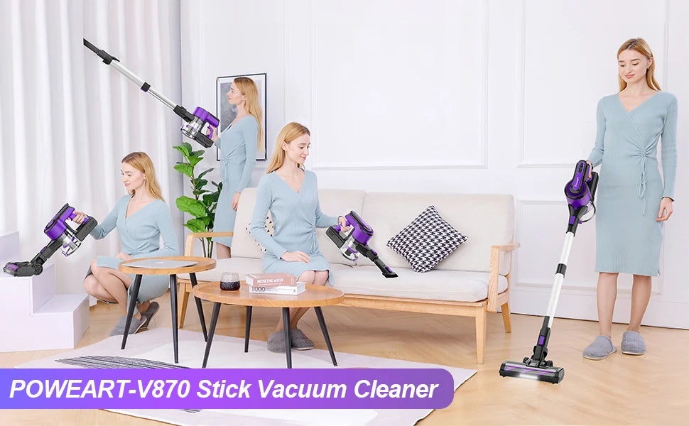 Poweart V870 Cordless Vacuum Cleaner 30KPa 8 – in – 1 Stick Vacuum U