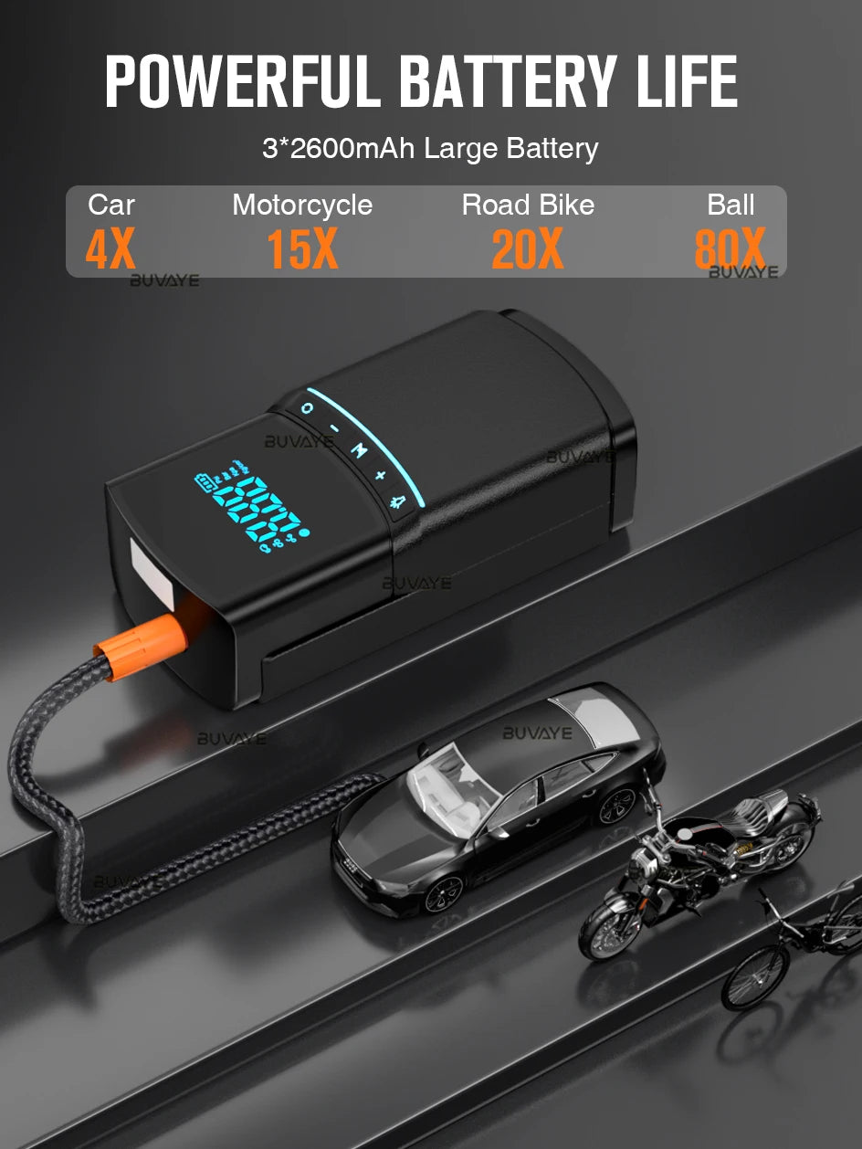 BUVAYE Car Inflator Tire Pump Portable Car Air Compressor Motorcycle