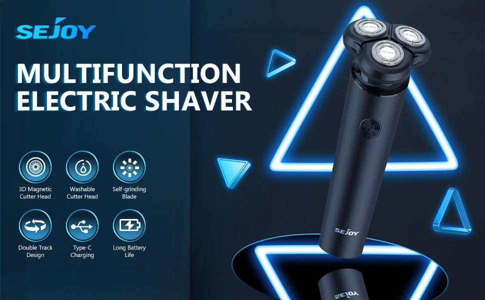 SEJOY Portable Electric Razor Men Electric Shaver Triple Blade Power