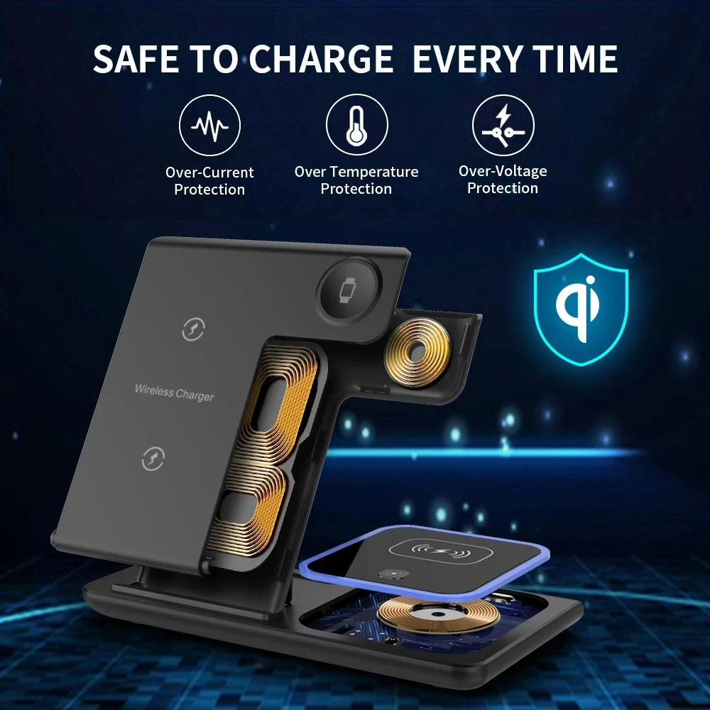 Foldable 3 in 1 Wireless Charger Pad Stand for IPhone 15 14 13 12 8