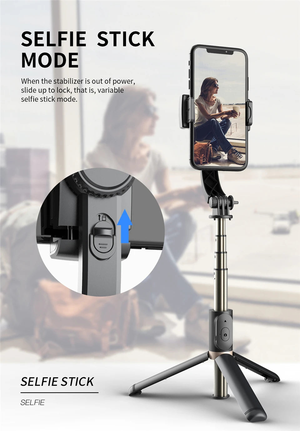 FGCLSY 2024 New Gimbal Stabilizer Selfie Stick Wireless Foldable Tri