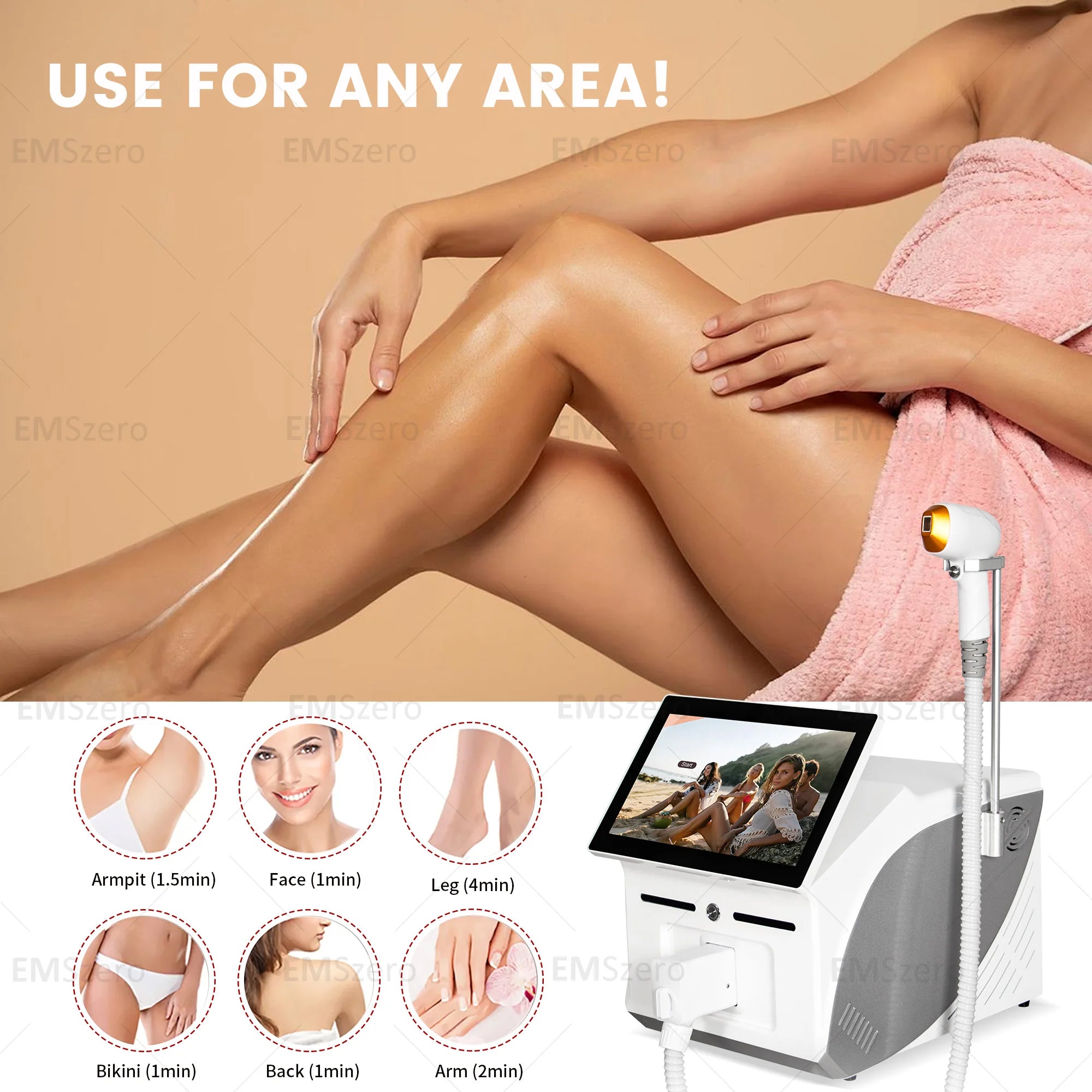 3000W 3 Wavelength 808 Diode Laser Hair Removal Machine Ice Titanium