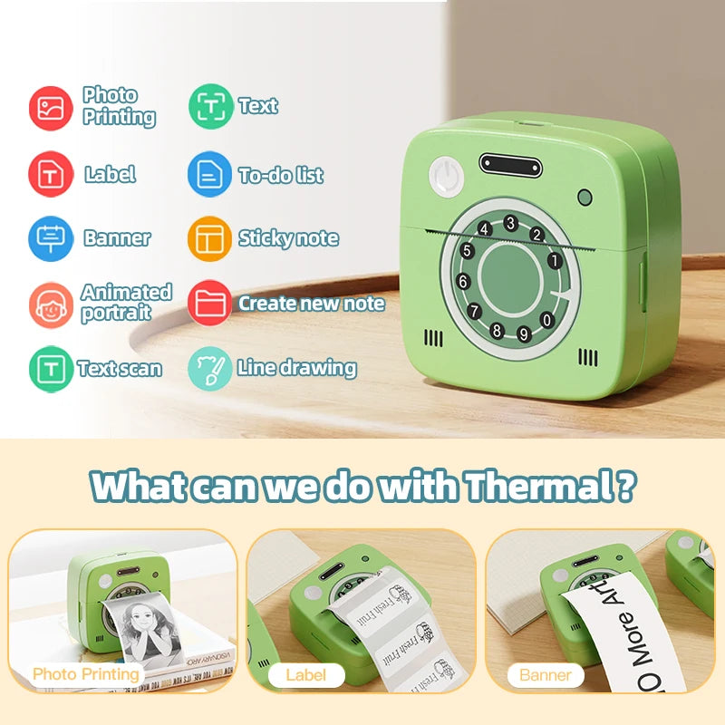 M1 Photo Pocket Printer with 2 Roll for IOS Android Bluetooth Mini P