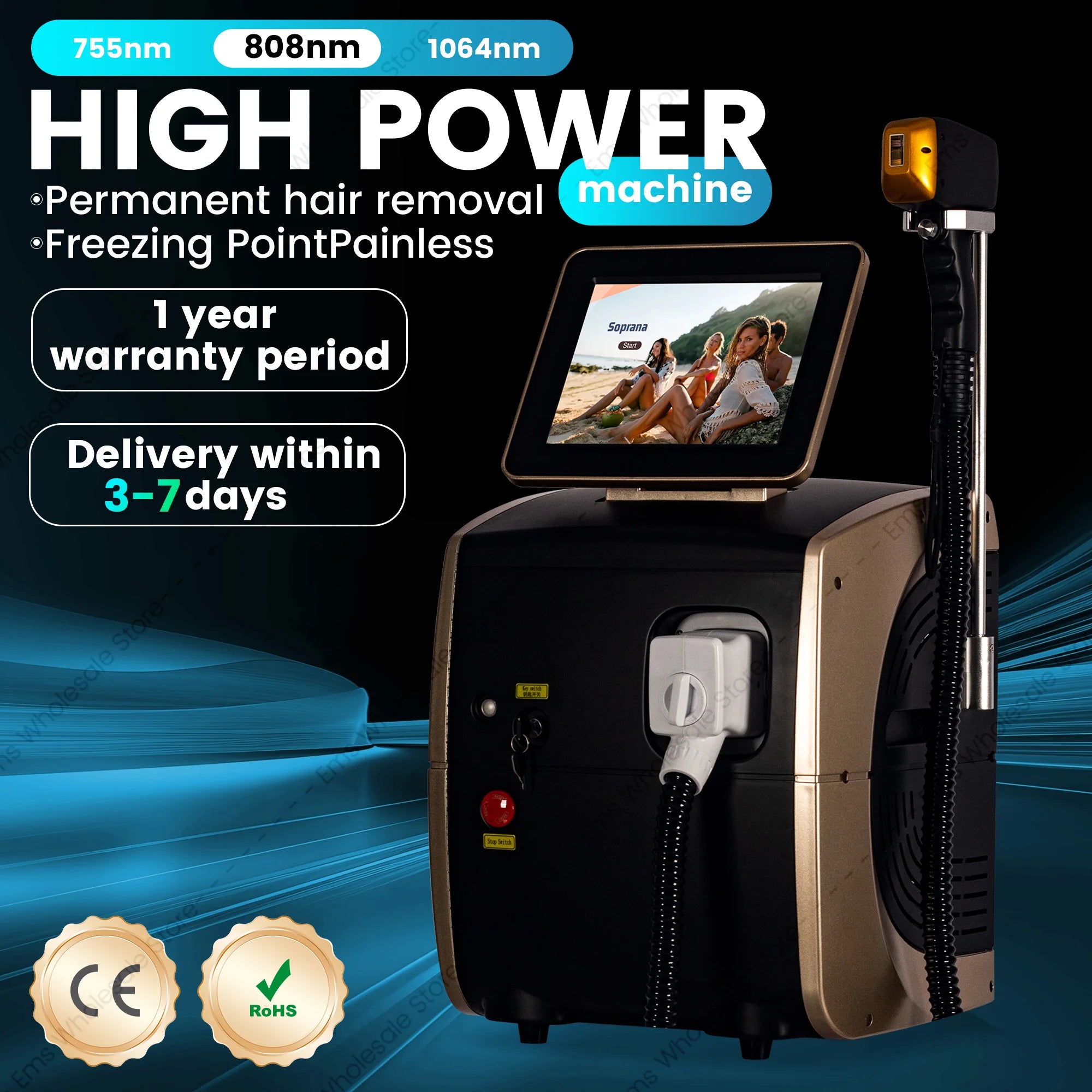 Professional Diode Ice Titanium Laser Hair Removal Machine Portable