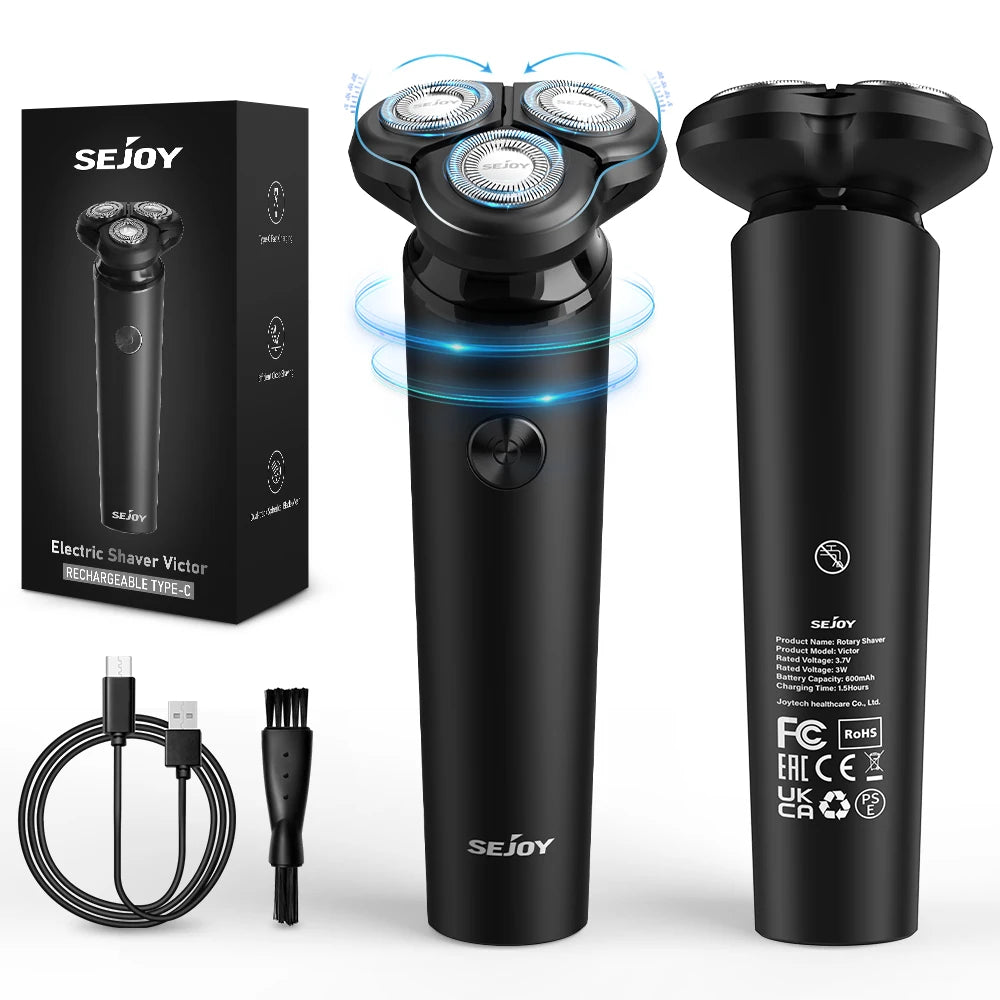 SEJOY Portable Electric Razor Men Electric Shaver Triple Blade Power