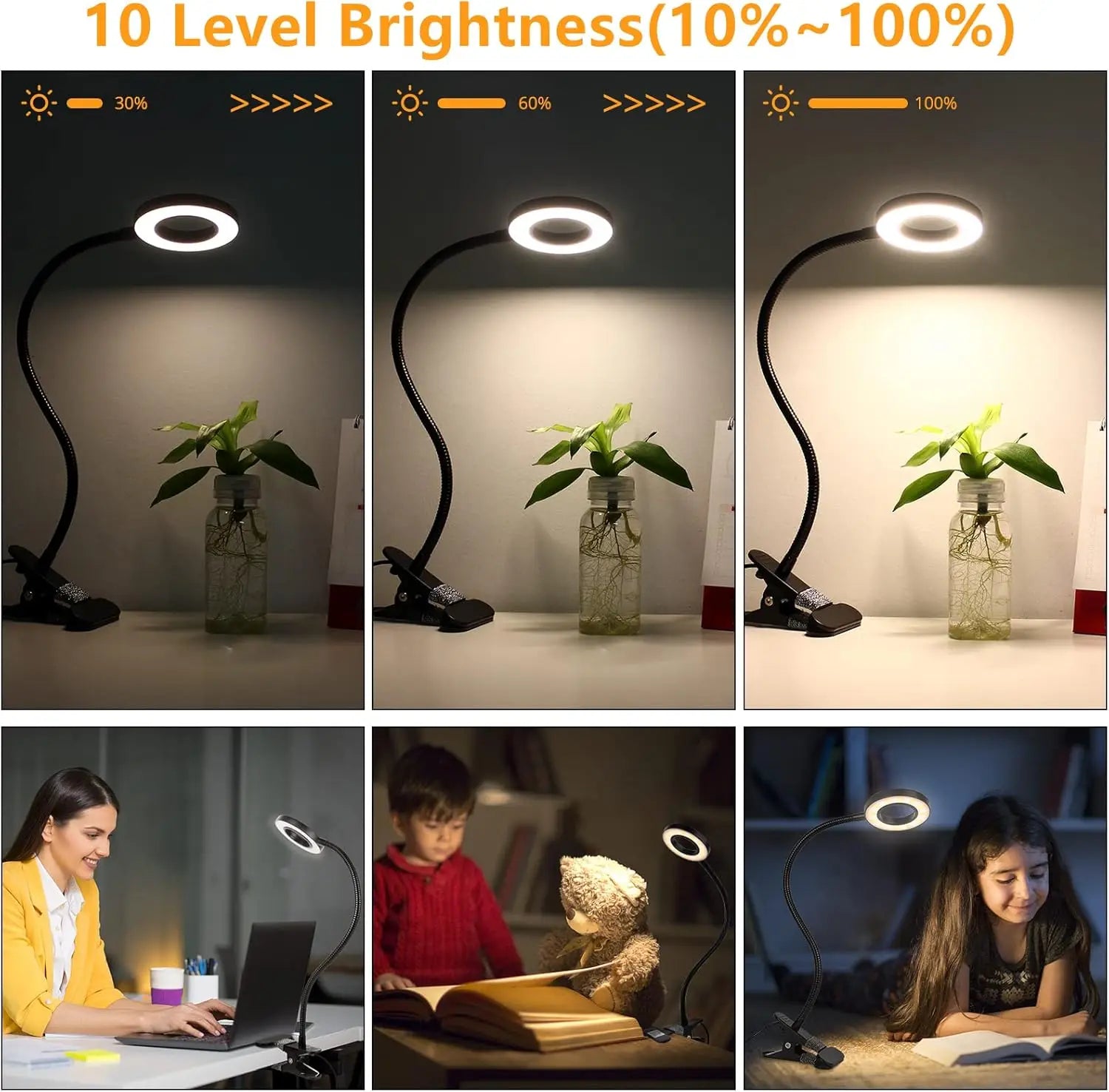 Desk Lamp with Clamp, Clip Lamp for Video Conference Lighting, Desk