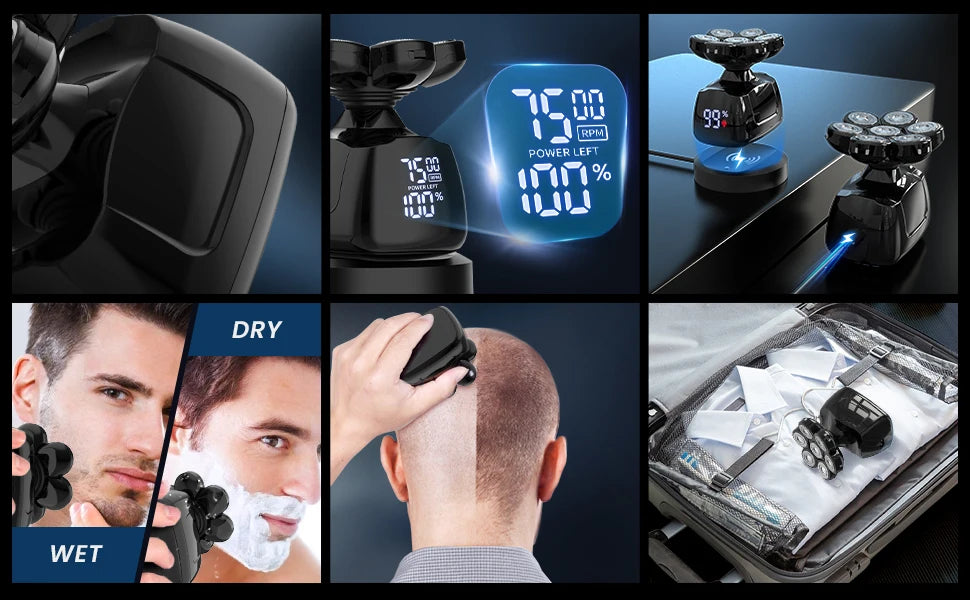 Sejoy Electric Head Shaver for Bald Men 7D Magnetic Razor Hair Trimm