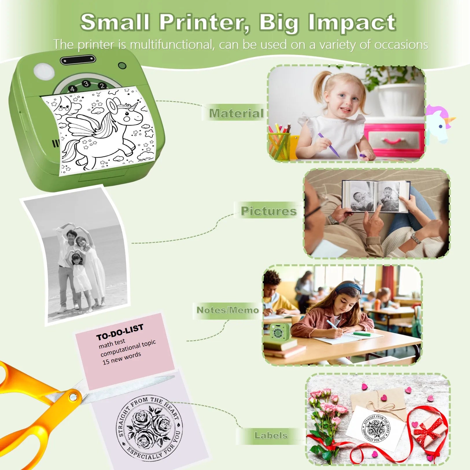 M1 Photo Pocket Printer with 2 Roll for IOS Android Bluetooth Mini P