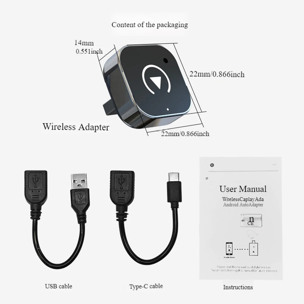 2in1 Wireless CarPlay Android Auto Adapter Smart USB Dongle WiFI BT
