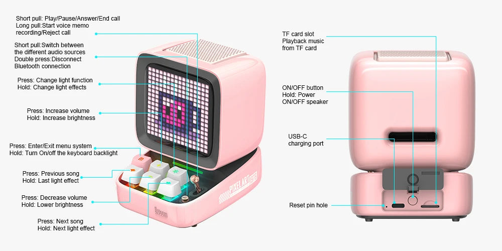Divoom Ditoo – Pro Retro Pixel Art Bluetooth Portable Speaker Alarm