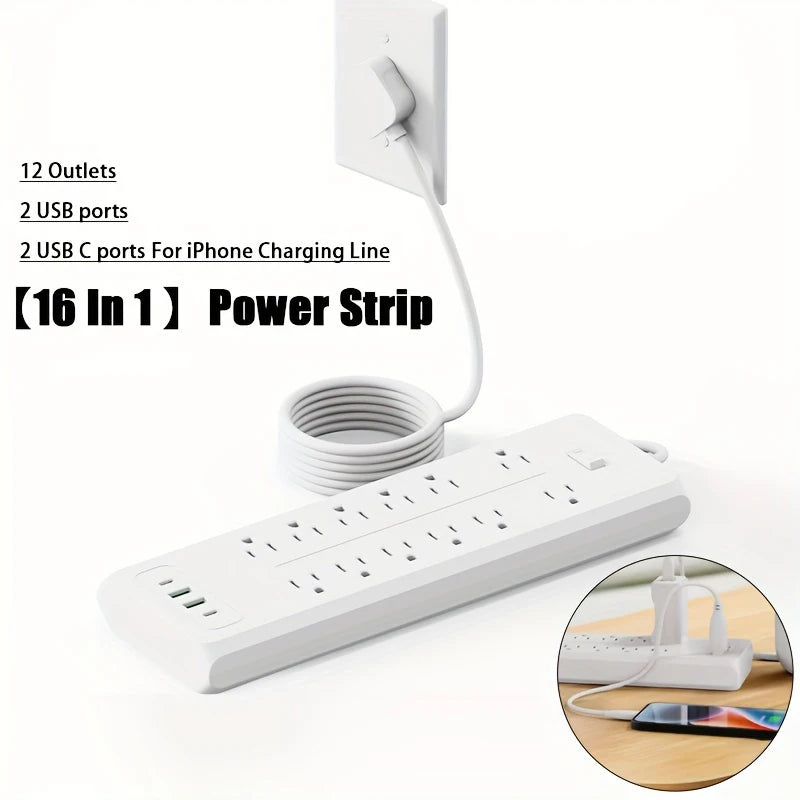 Plug AC Outlet Multiprise Power Strip Extension Cord 2 USB 2 PD Char