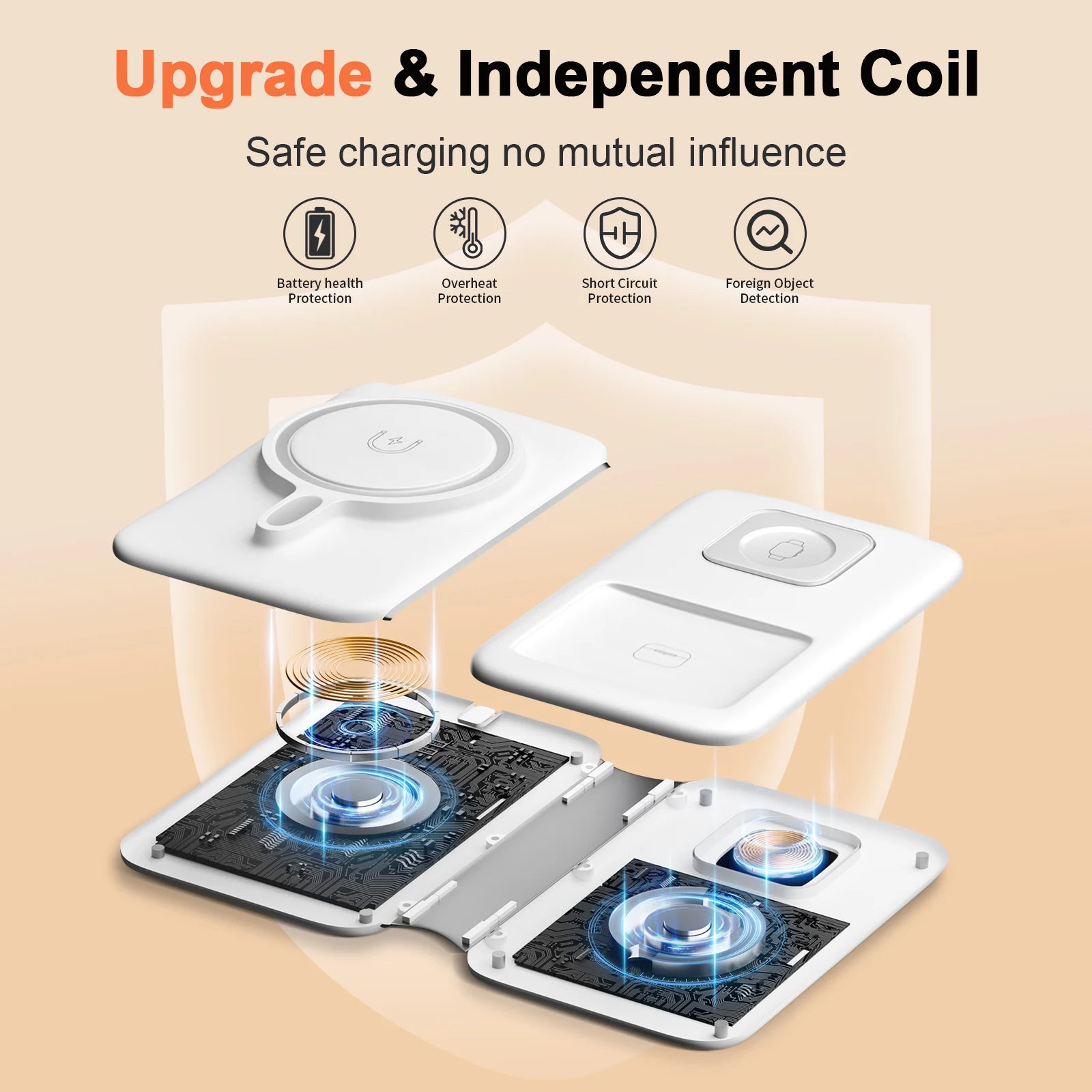 3 in 1 Wireless Charger Station Magnetic Foldable 15W for Apple Devi